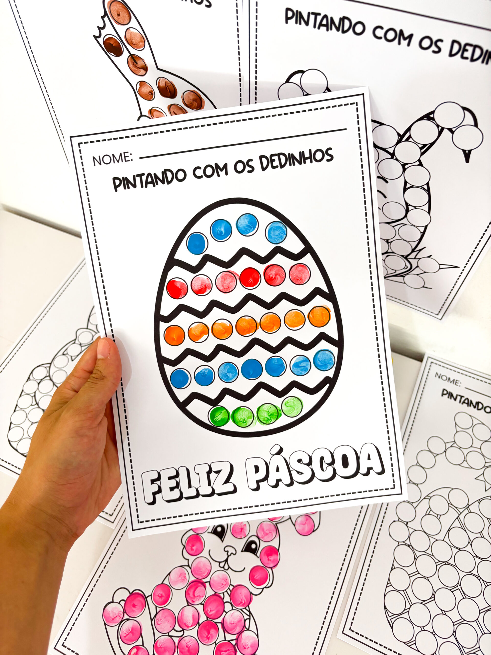 Atividade de Páscoa: Pintando com os dedinhos - COELHO - Imagem 4