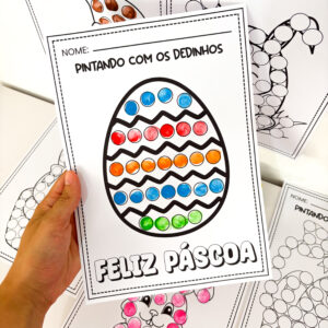 Atividade de Páscoa: Pintando com os dedinhos - COELHO