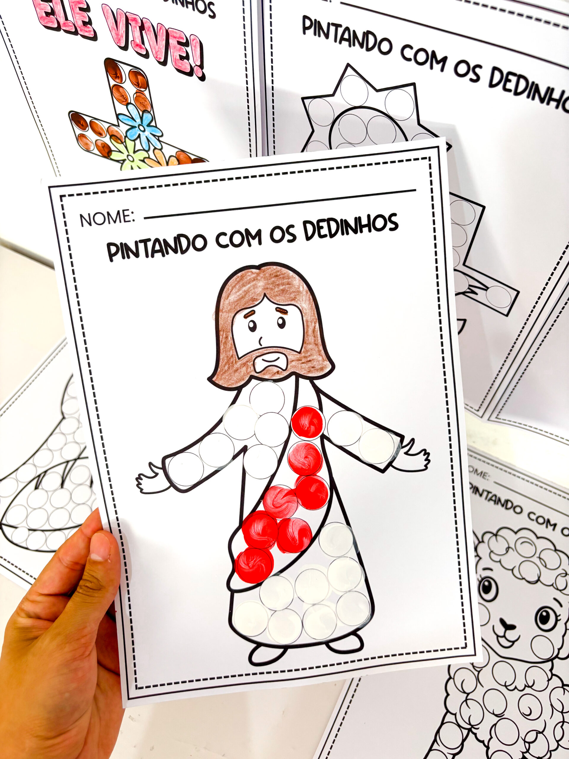 Atividade de Páscoa Cristã: Pintando com os dedinhos - Imagem 6