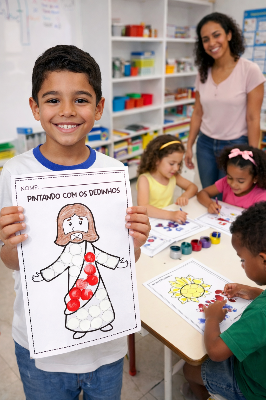 Atividade de Páscoa Cristã: Pintando com os dedinhos - Imagem 3