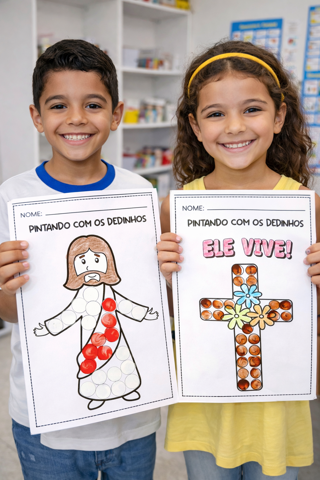 Atividade de Páscoa Cristã: Pintando com os dedinhos - Imagem 2